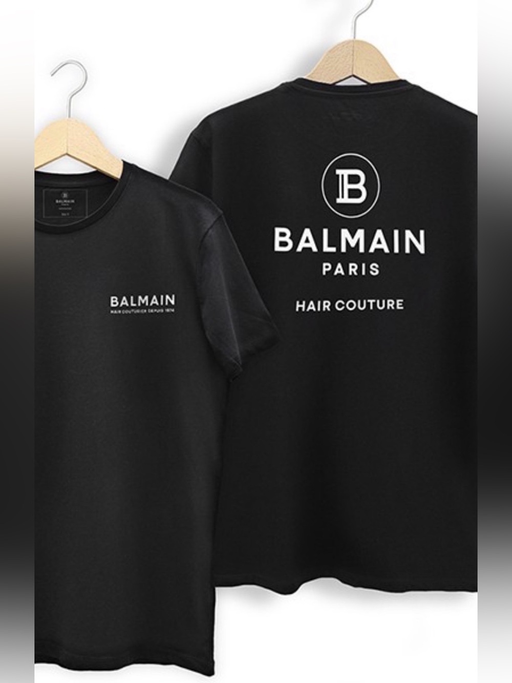 Balmain~Black Crewneck T-Shirt with White Logo Print~Size L
Hair Couture~NIB